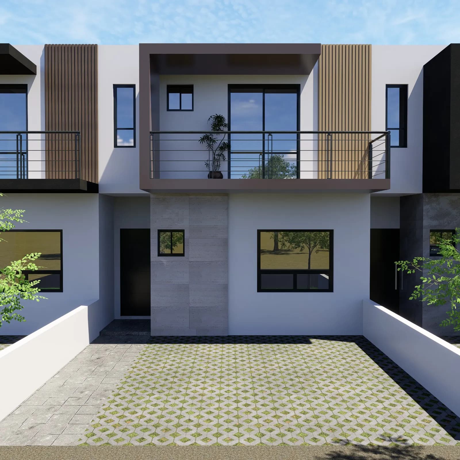 Fachada del modelo Aurora Boreal Tipo 1 de Villas de la Aurora