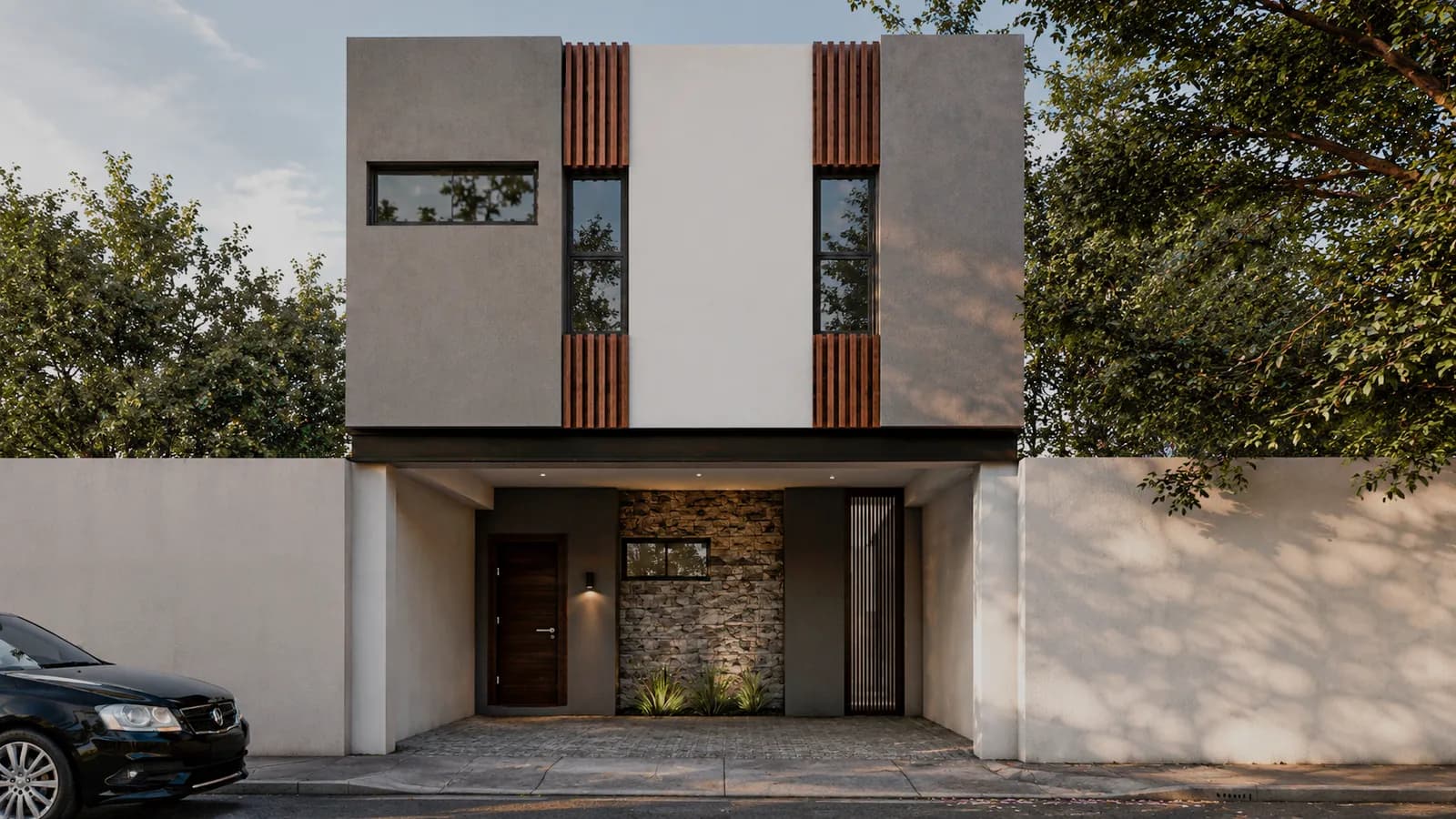 Fachada del modelo Celestia de Villas de la Aurora
